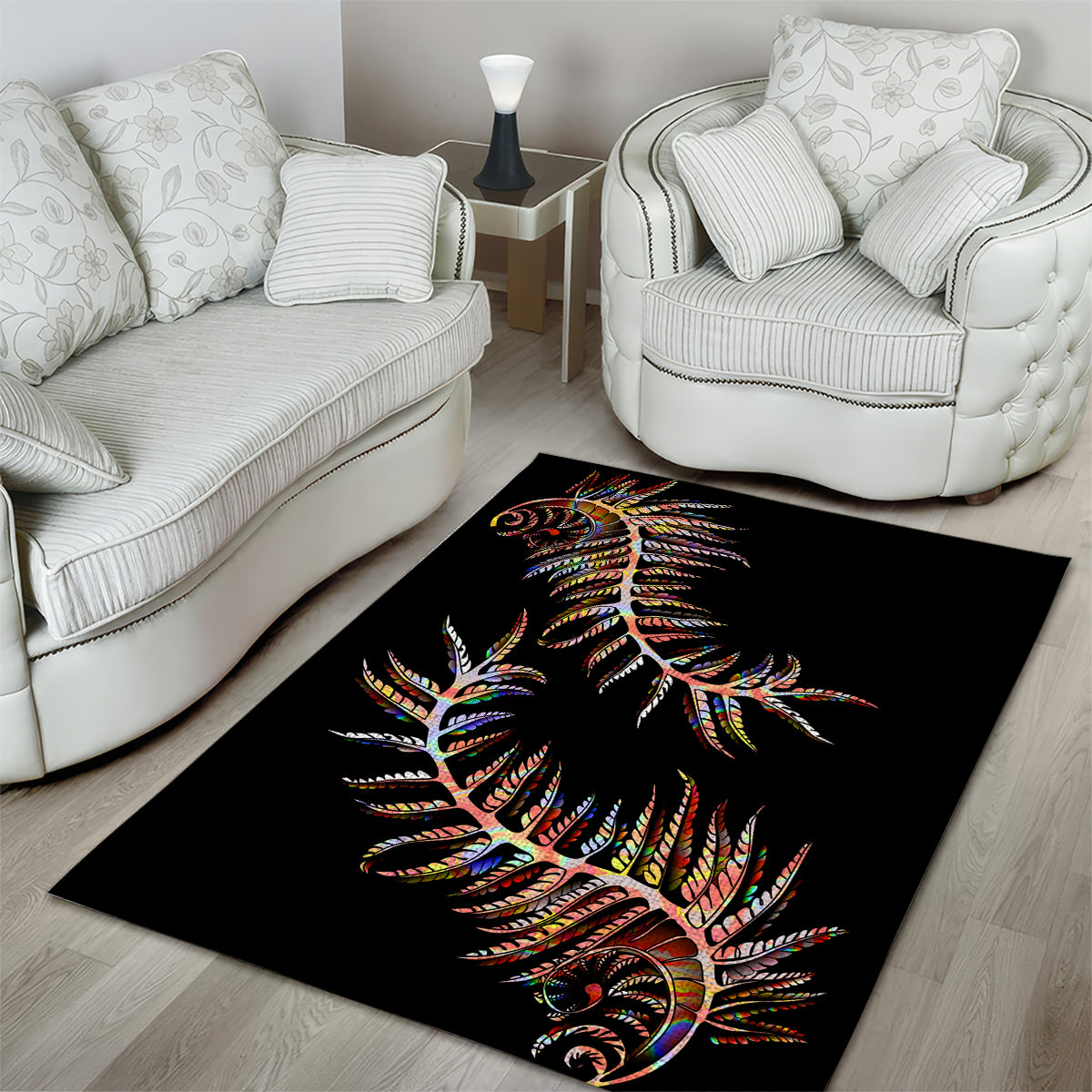 New Zealand Area Rug Aotearoa Silver Fern Mixed Papua Shell Red Vibe LT9 - Polynesian Pride