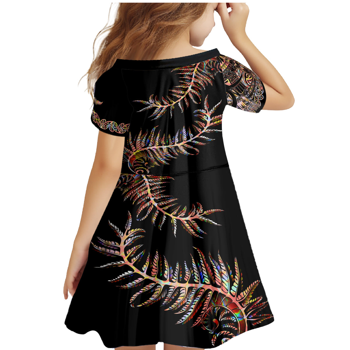 New Zealand Family Matching Mermaid Dress and Hawaiian Shirt Aotearoa Silver Fern Mixed Papua Shell Red Vibe LT9 - Polynesian Pride
