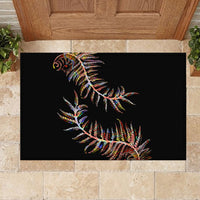 New Zealand Rubber Doormat Aotearoa Silver Fern Mixed Papua Shell Red Vibe LT9 - Polynesian Pride