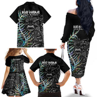 New Zealand Rugby Family Matching Off Shoulder Long Sleeve Dress and Hawaiian Shirt NZ Black Fern Champions History With Papua Shell LT9 - Polynesian Pride