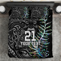 Custom New Zealand Rugby Bedding Set NZ Black Fern Champions History With Papua Shell LT9 Black - Polynesian Pride