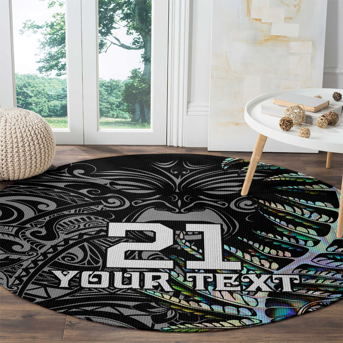 Custom New Zealand Rugby Round Carpet NZ Black Fern Champions History With Papua Shell LT9 - Polynesian Pride