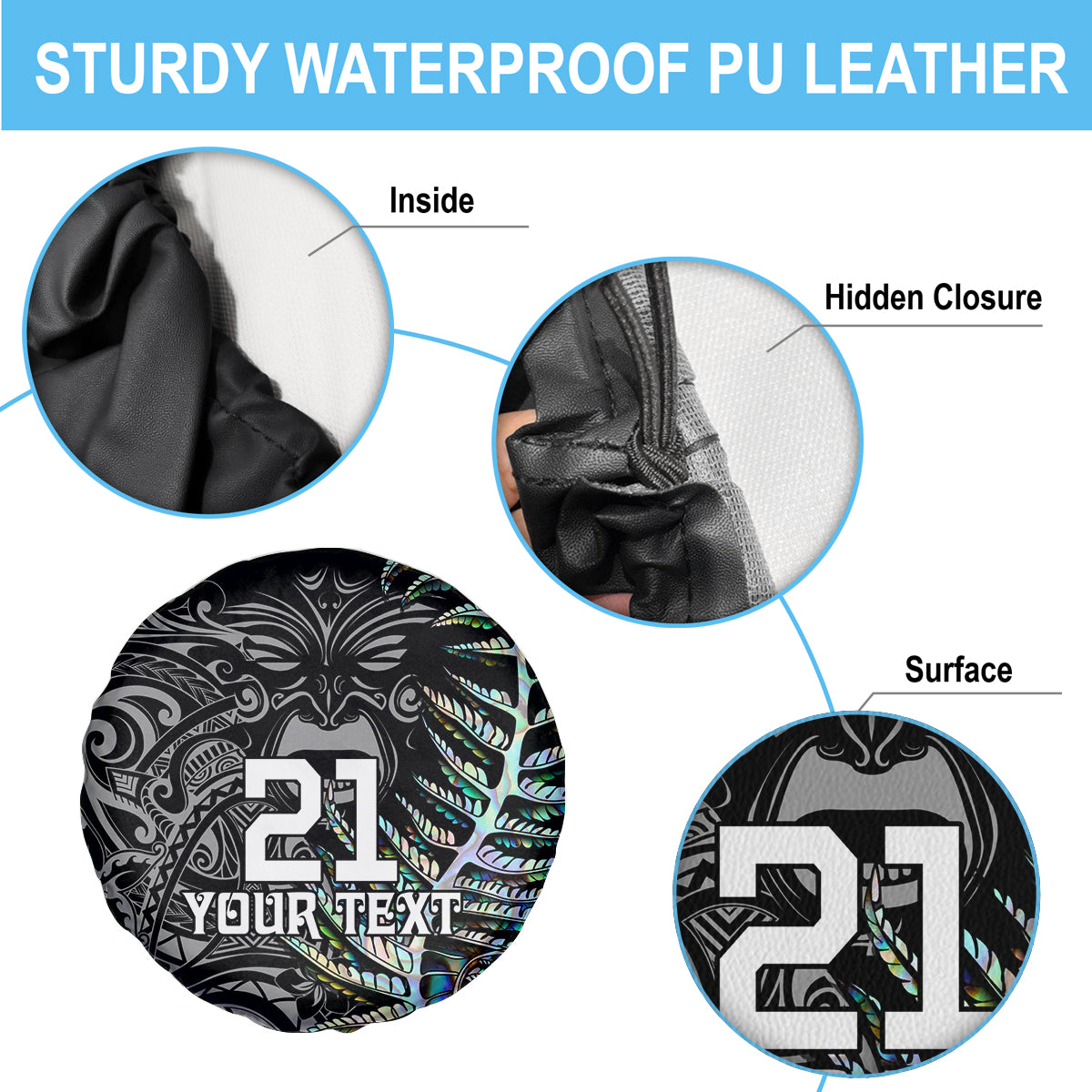 Custom New Zealand Rugby Spare Tire Cover NZ Black Fern Champions History With Papua Shell LT9 - Polynesian Pride