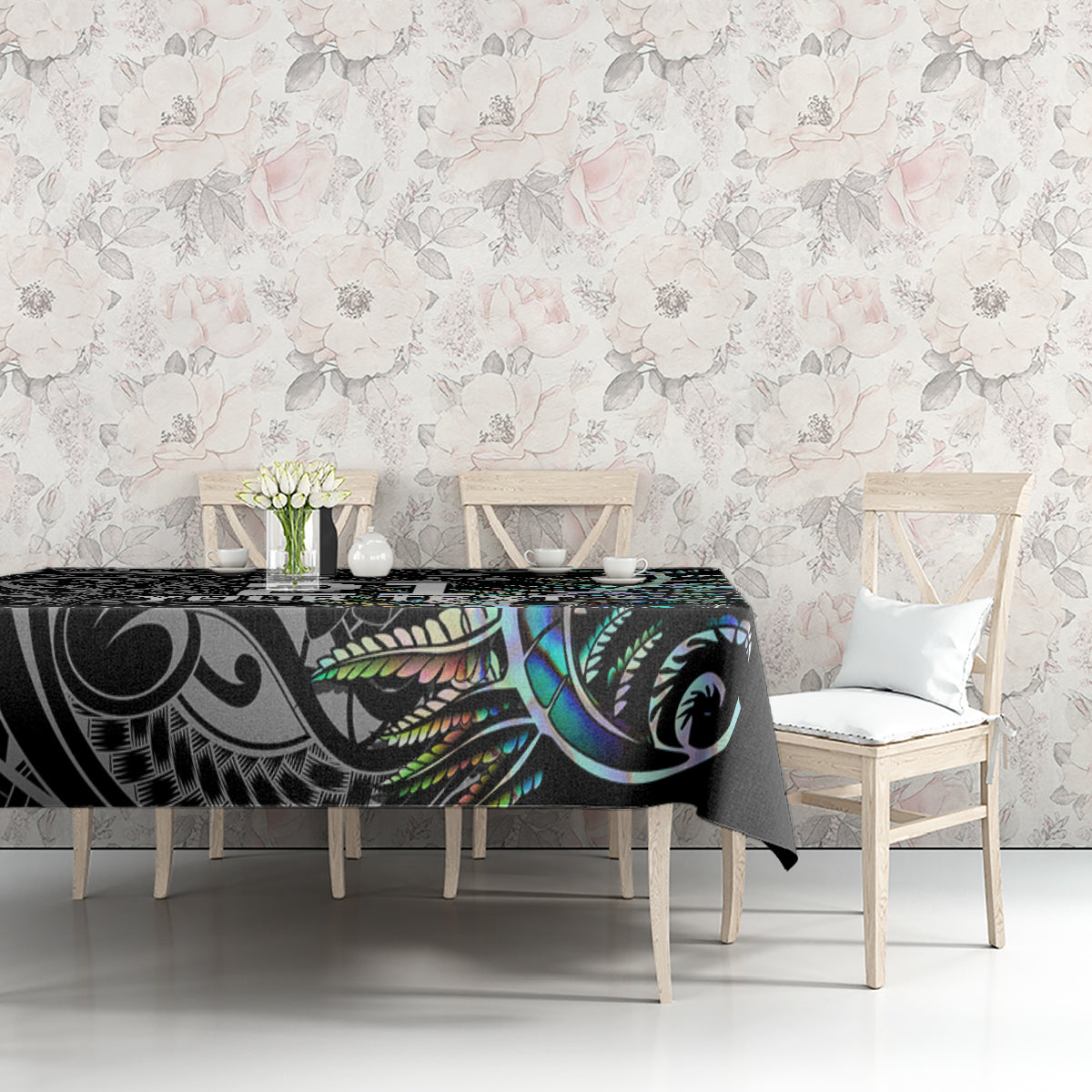 Custom New Zealand Rugby Tablecloth NZ Black Fern Champions History With Papua Shell LT9 - Polynesian Pride