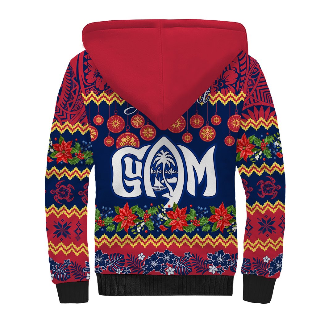 Personalised Guam Christmas Sherpa Hoodie Felis Pusgua Santa Beach Polynesian Pattern LT9 - Polynesian Pride