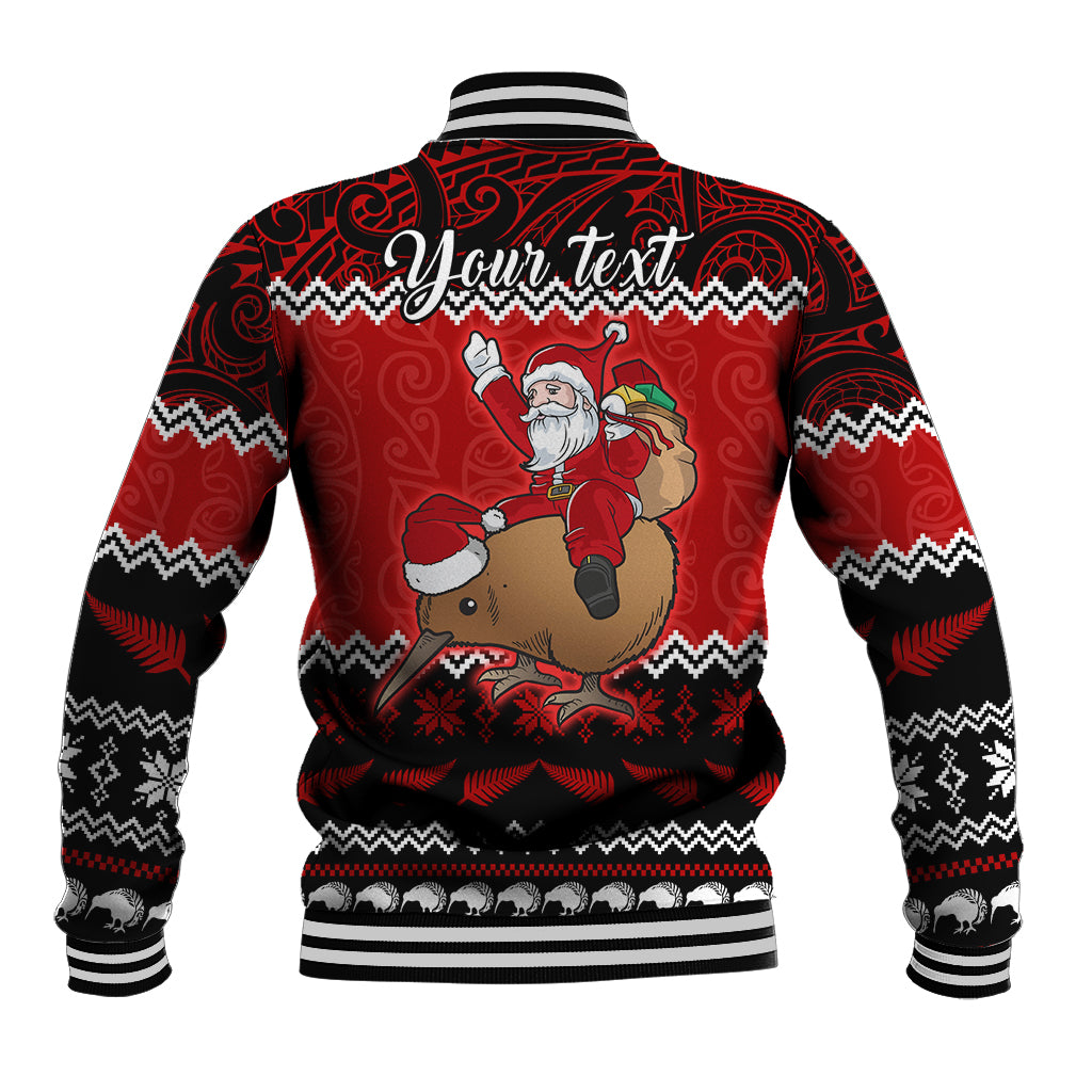 Personalised New Zealand Christmas Baseball Jacket Kiwi Santa Claus Maori Meri Kirihimete LT9 - Polynesian Pride
