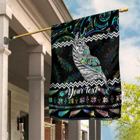 Personalised New Zealand Christmas Garden Flag Maori Fern Manaia Meri Kirihimete with Papaua Shell LT9 House Flag Black - Polynesian Pride