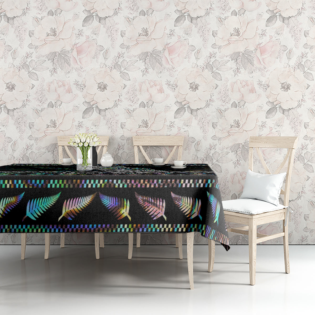 Personalised New Zealand Christmas Tablecloth Maori Fern Manaia Meri Kirihimete with Papaua Shell LT9 - Polynesian Pride