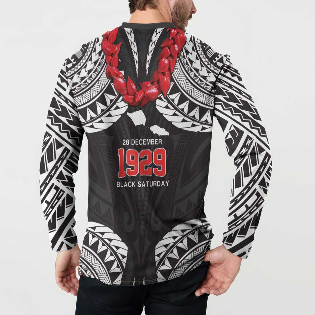 Samoa Black Saturday Button Sweatshirt Samoa mo Samoa with Black Ula Fala