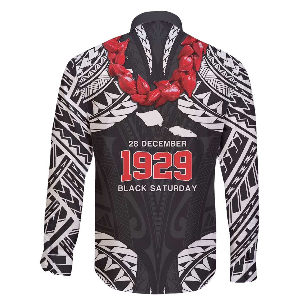 Samoa Black Saturday Family Matching Long Sleeve Bodycon Dress and Hawaiian Shirt Samoa mo Samoa with Black Ula Fala