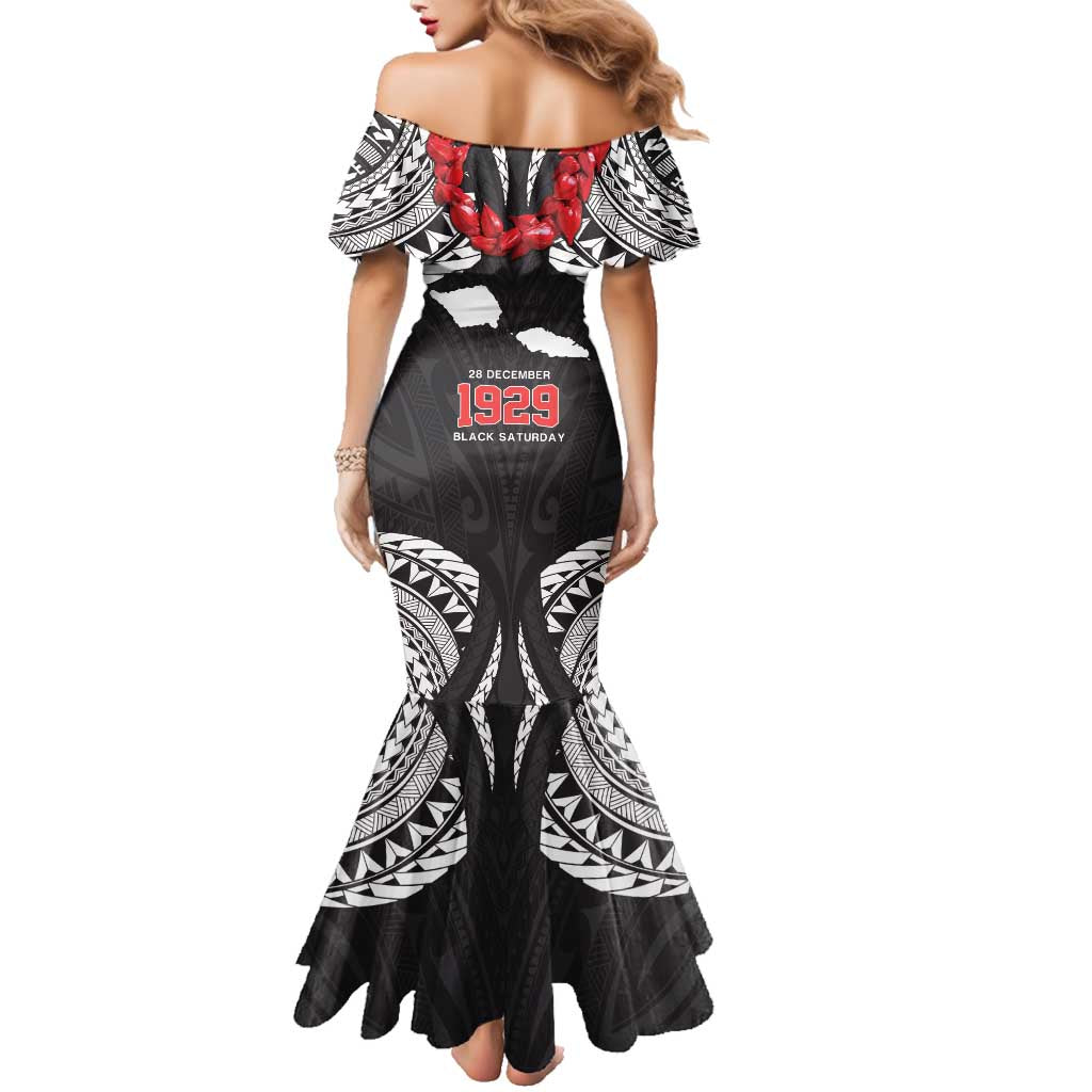 Samoa Black Saturday Family Matching Mermaid Dress and Hawaiian Shirt Samoa mo Samoa with Black Ula Fala