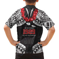 Samoa Black Saturday Family Matching Off The Shoulder Long Sleeve Dress and Hawaiian Shirt Samoa mo Samoa with Black Ula Fala