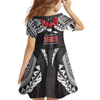 Samoa Black Saturday Family Matching Off Shoulder Short Dress and Hawaiian Shirt Samoa mo Samoa with Black Ula Fala