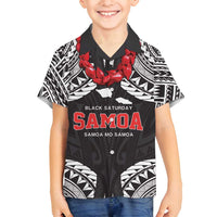 Samoa Black Saturday Family Matching Off Shoulder Short Dress and Hawaiian Shirt Samoa mo Samoa with Black Ula Fala
