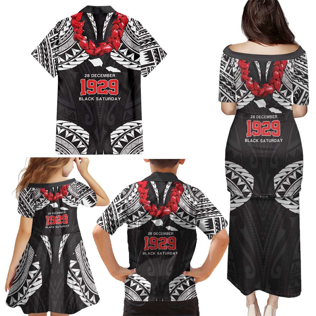Samoa Black Saturday Family Matching Puletasi and Hawaiian Shirt Samoa mo Samoa with Black Ula Fala