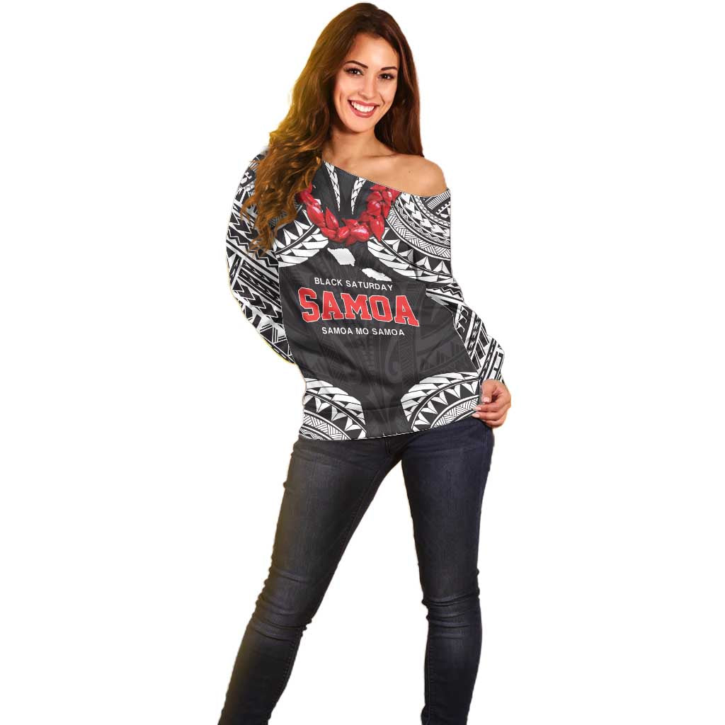 Samoa Black Saturday Off Shoulder Sweater Samoa mo Samoa with Black Ula Fala