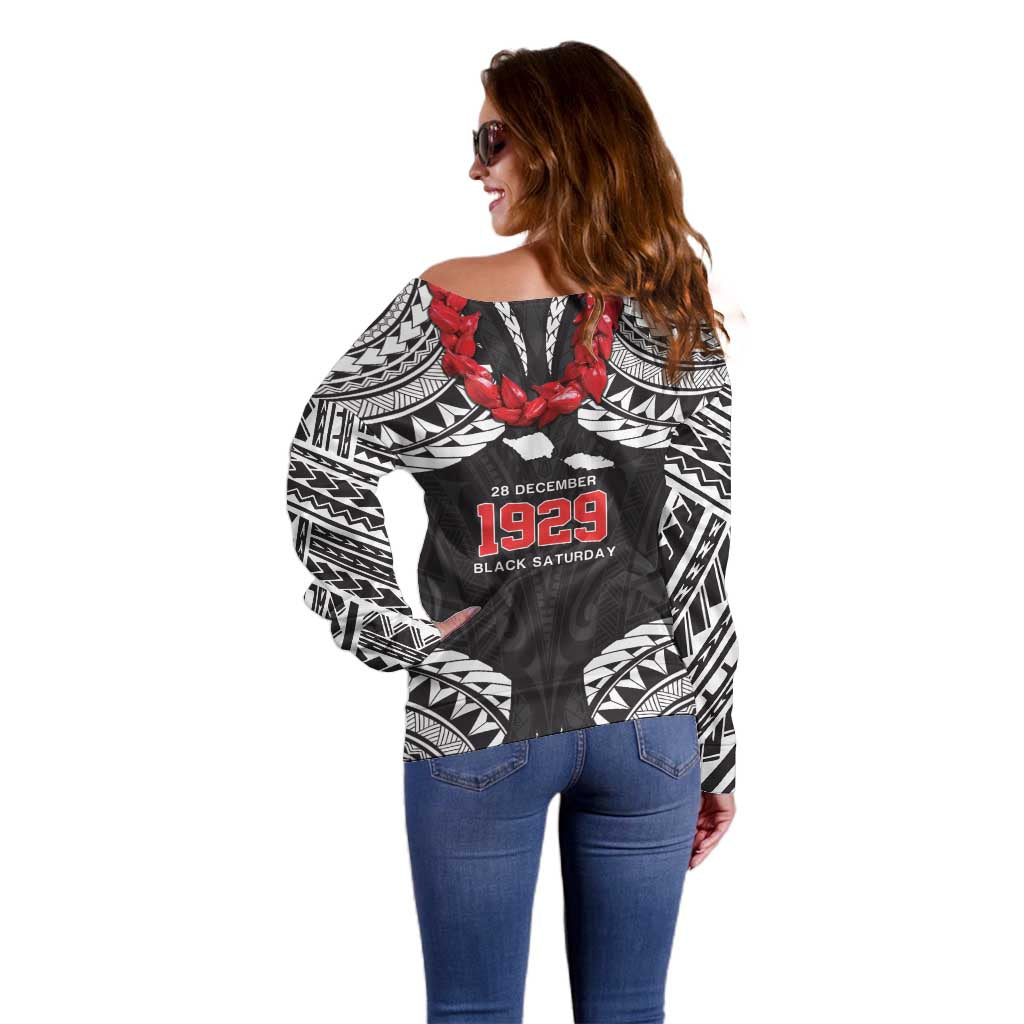 Samoa Black Saturday Off Shoulder Sweater Samoa mo Samoa with Black Ula Fala