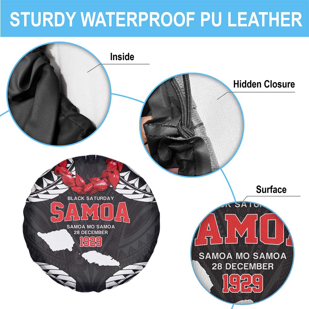 Samoa Black Saturday Spare Tire Cover Samoa mo Samoa with Black Ula Fala
