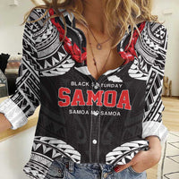 Samoa Black Saturday Women Casual Shirt Samoa mo Samoa with Black Ula Fala
