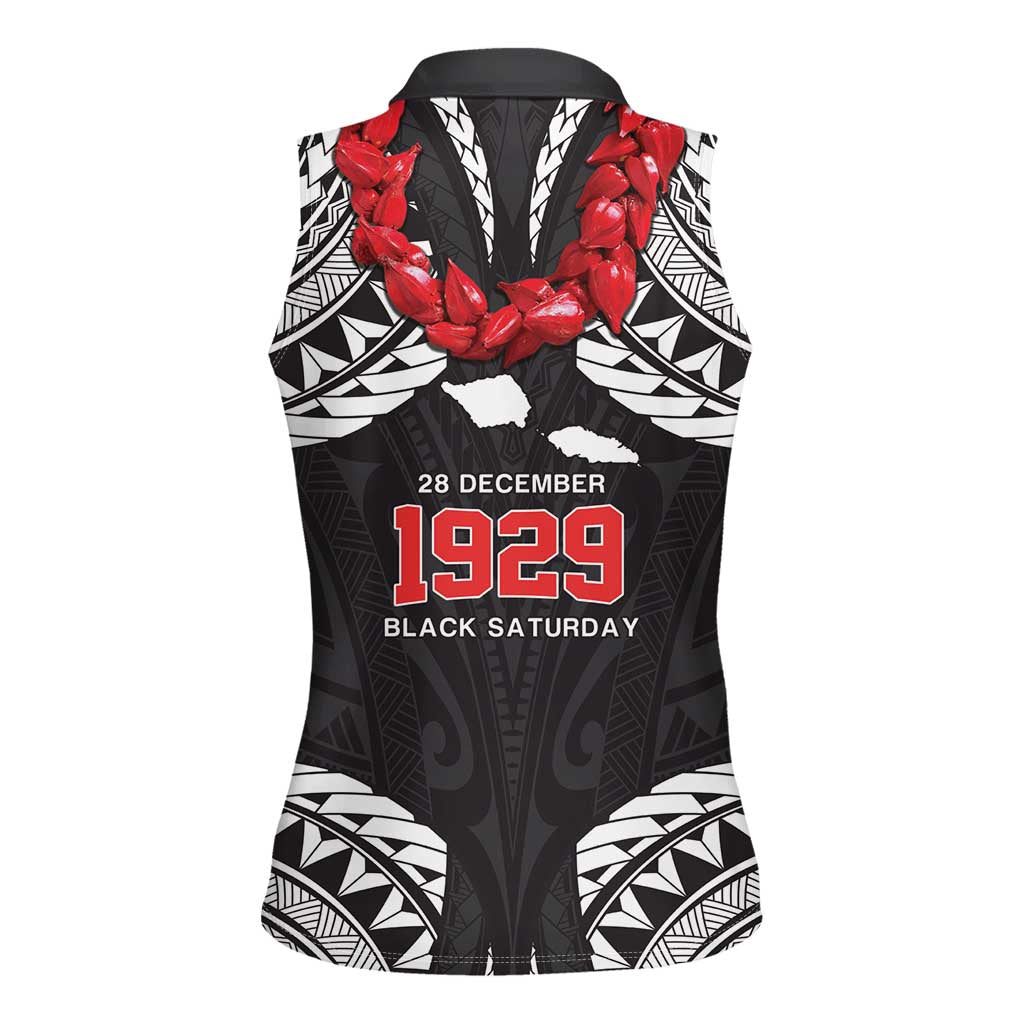Samoa Black Saturday Women Sleeveless Polo Shirt Samoa mo Samoa with Black Ula Fala