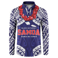 Samoa Black Saturday Button Sweatshirt Samoa mo Samoa with Blue Ula Fala