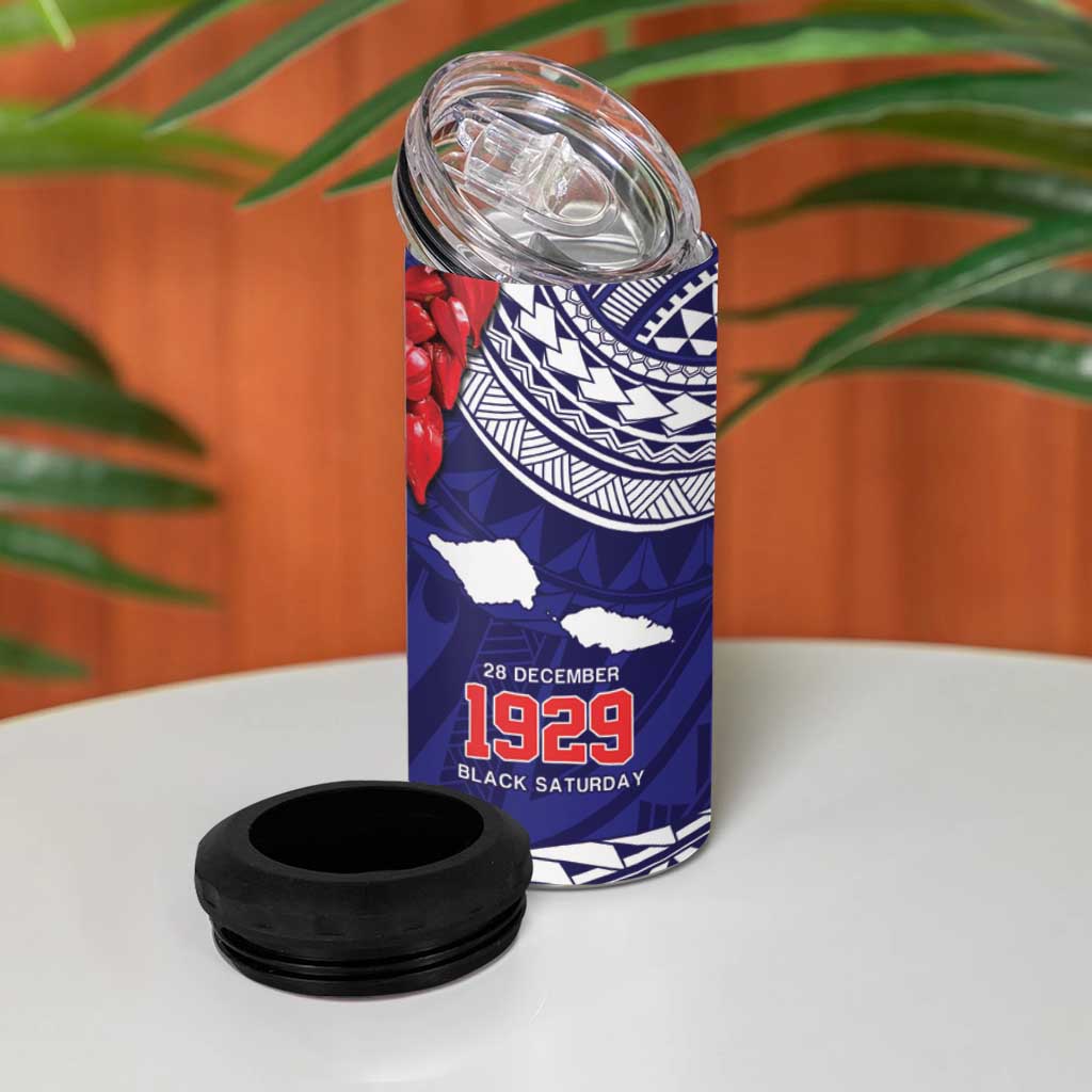 Samoa Black Saturday 4 in 1 Can Cooler Tumbler Samoa mo Samoa with Blue Ula Fala
