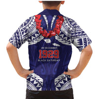 Samoa Black Saturday Family Matching Mermaid Dress and Hawaiian Shirt Samoa mo Samoa with Blue Ula Fala