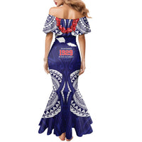 Samoa Black Saturday Family Matching Mermaid Dress and Hawaiian Shirt Samoa mo Samoa with Blue Ula Fala