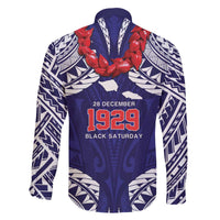 Samoa Black Saturday Family Matching Off The Shoulder Long Sleeve Dress and Hawaiian Shirt Samoa mo Samoa with Blue Ula Fala
