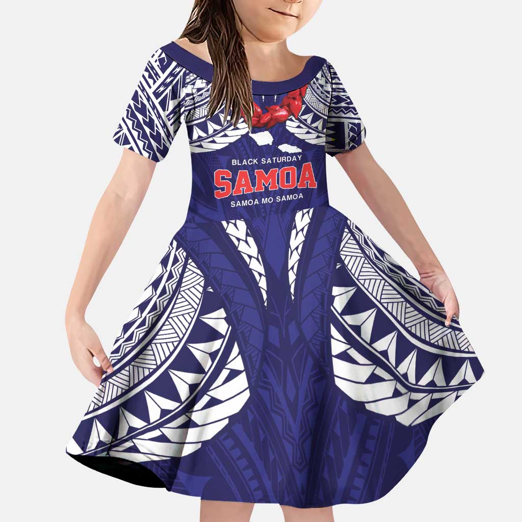 Samoa Black Saturday Family Matching Puletasi and Hawaiian Shirt Samoa mo Samoa with Blue Ula Fala