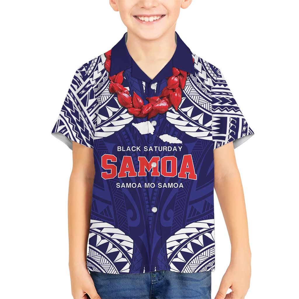 Samoa Black Saturday Family Matching Tank Maxi Dress and Hawaiian Shirt Samoa mo Samoa with Blue Ula Fala