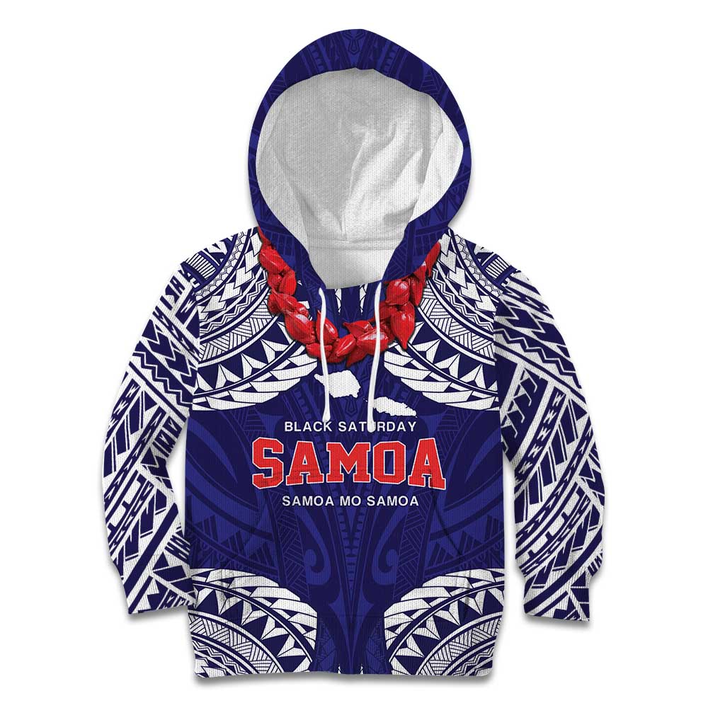 Samoa Black Saturday Kid Hoodie Samoa mo Samoa with Blue Ula Fala