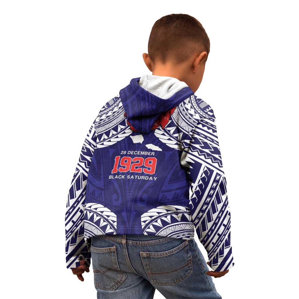 Samoa Black Saturday Kid Hoodie Samoa mo Samoa with Blue Ula Fala
