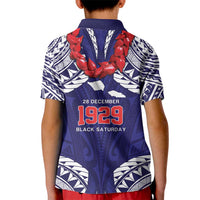 Samoa Black Saturday Kid Polo Shirt Samoa mo Samoa with Blue Ula Fala