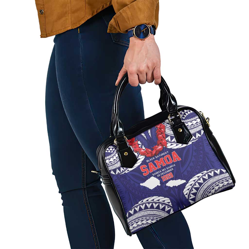 Samoa Black Saturday Shoulder Handbag Samoa mo Samoa with Blue Ula Fala
