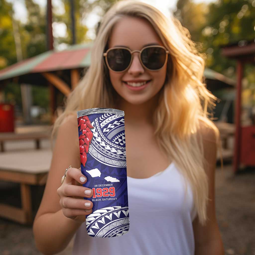 Samoa Black Saturday Skinny Tumbler Samoa mo Samoa with Blue Ula Fala