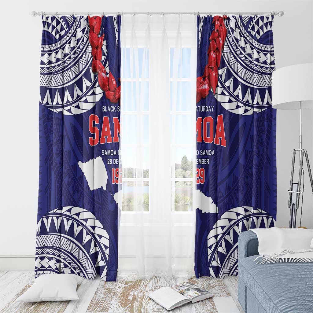Samoa Black Saturday Window Curtain Samoa mo Samoa with Blue Ula Fala