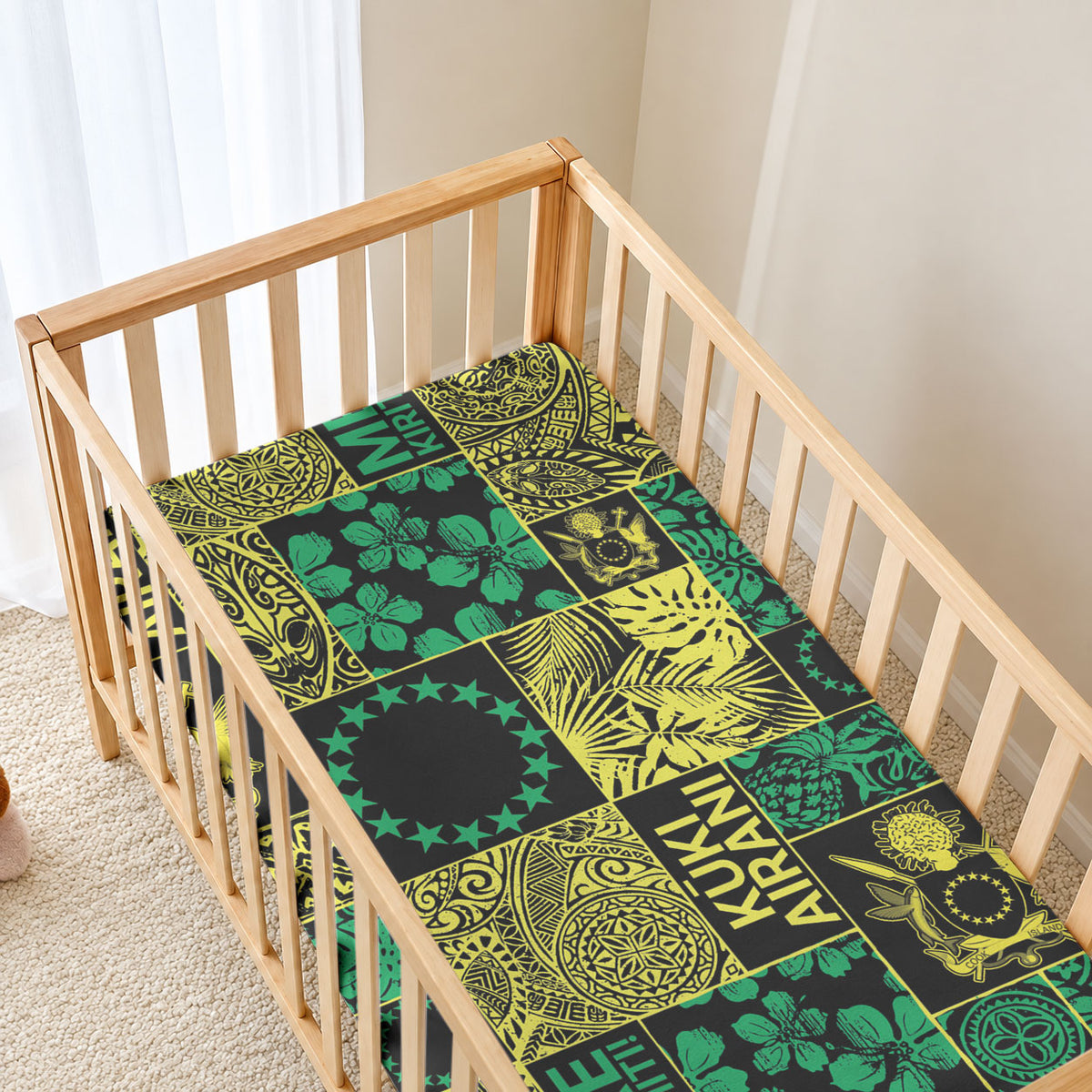 Cook Islands Mere Kiritimiti Baby Bed Cover Pacific Patchwork Xmas Vibes LT9 - Polynesian Pride