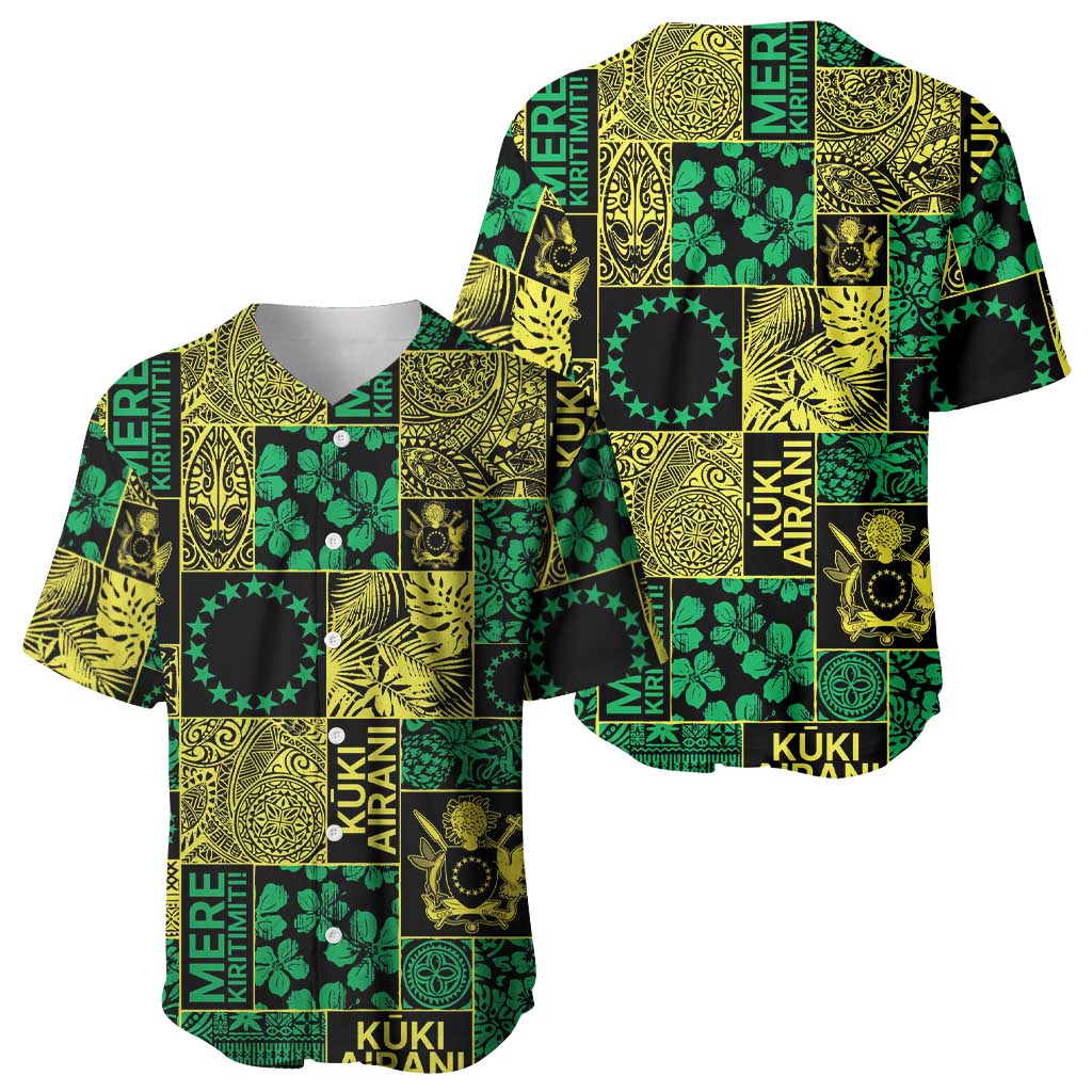Cook Islands Mere Kiritimiti Baseball Jersey Pacific Patchwork Xmas Vibes - Polynesian Pride