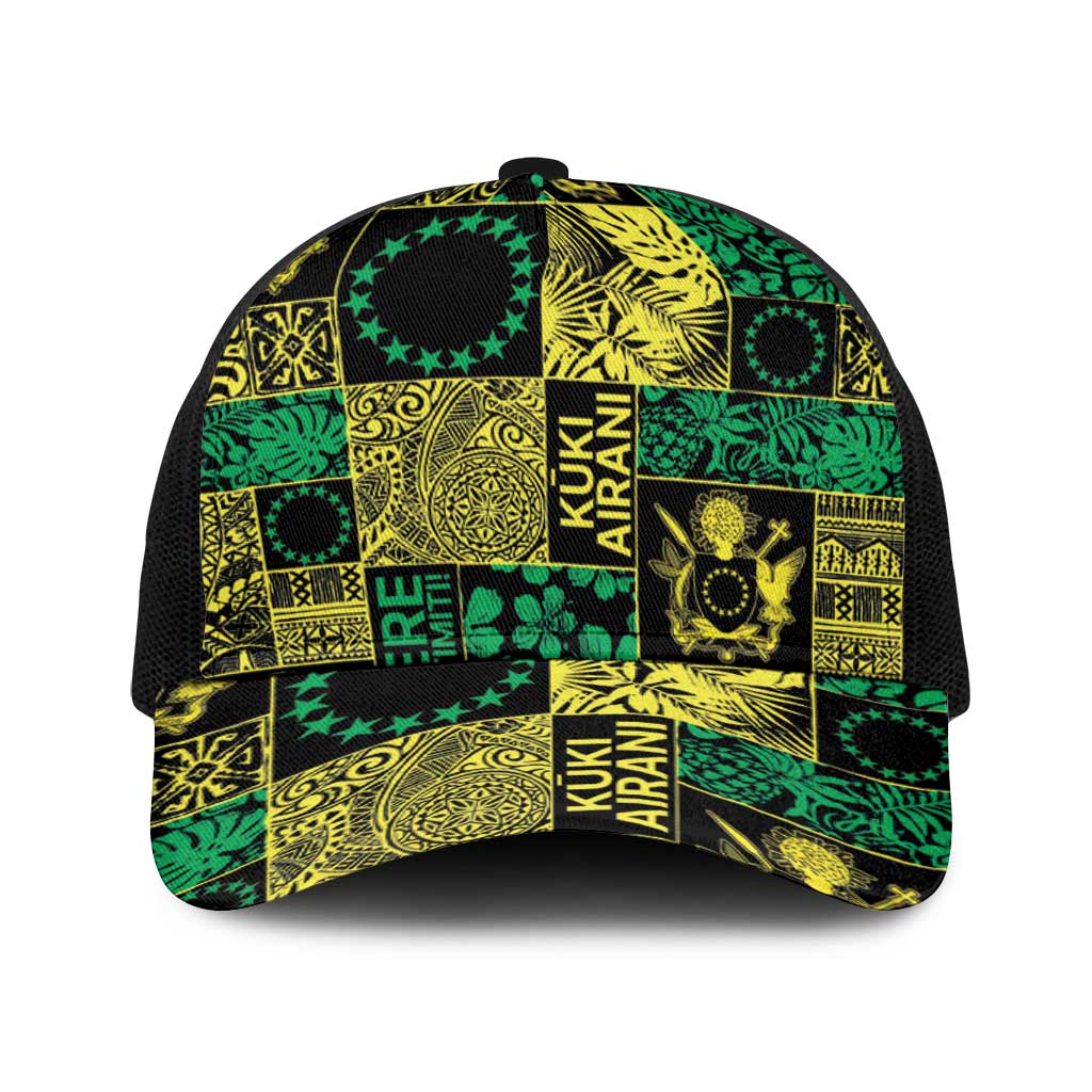 Cook Islands Mere Kiritimiti Baseball Net Cap Pacific Patchwork Xmas Vibes - Polynesian Pride