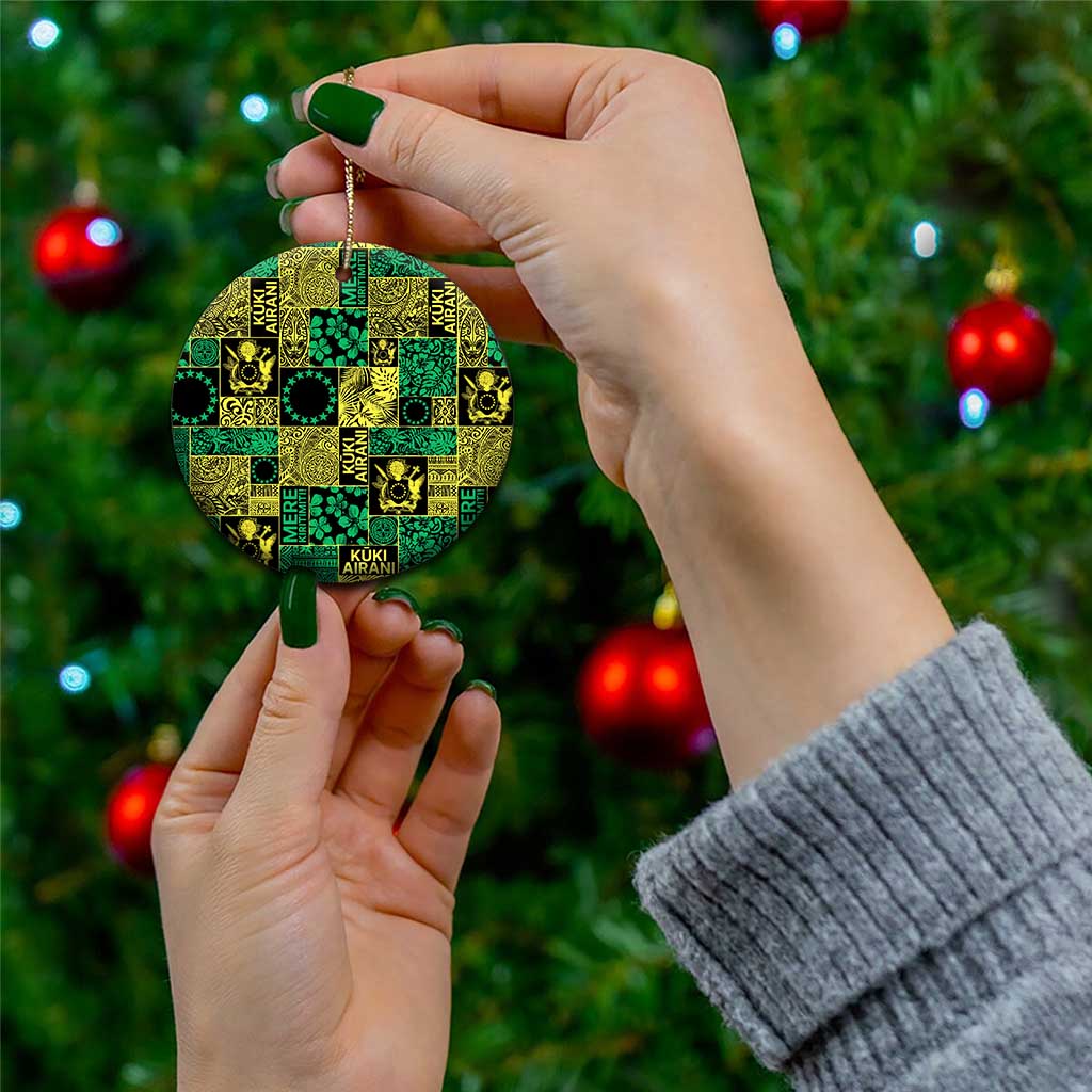 Cook Islands Mere Kiritimiti Ceramic Ornament Pacific Patchwork Xmas Vibes - Polynesian Pride