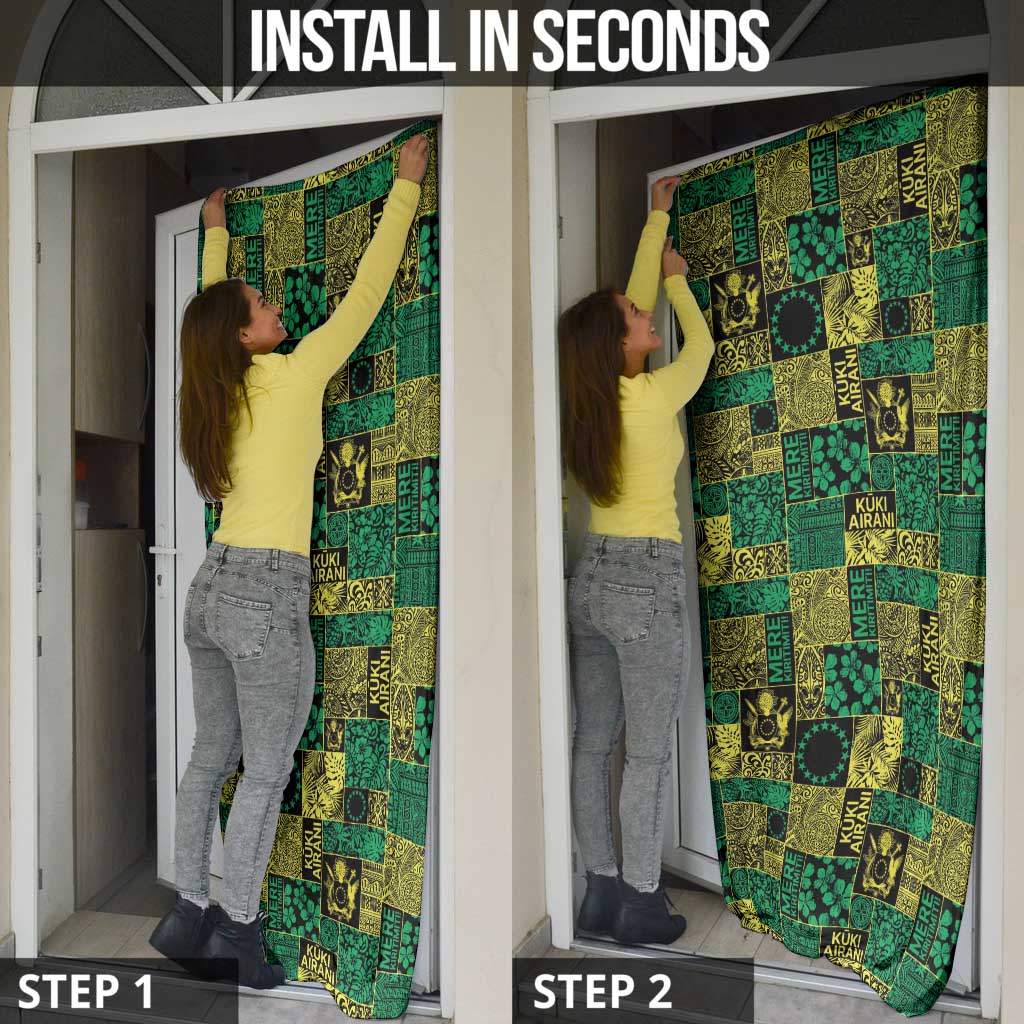 Cook Islands Mere Kiritimiti Door Cover Pacific Patchwork Xmas Vibes - Polynesian Pride