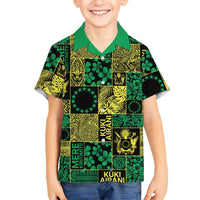 Cook Islands Mere Kiritimiti Family Matching Long Sleeve Bodycon Dress and Hawaiian Shirt Pacific Patchwork Xmas Vibes - Polynesian Pride