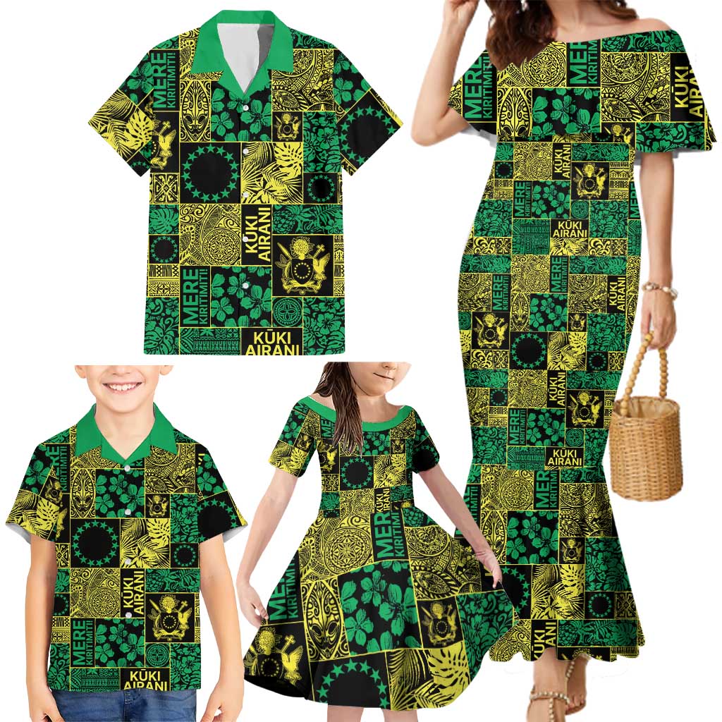 Cook Islands Mere Kiritimiti Family Matching Mermaid Dress and Hawaiian Shirt Pacific Patchwork Xmas Vibes LT9 - Polynesian Pride