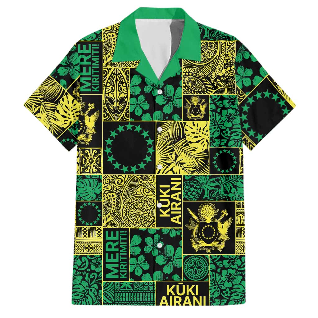 Cook Islands Mere Kiritimiti Family Matching Off Shoulder Maxi Dress and Hawaiian Shirt Pacific Patchwork Xmas Vibes - Polynesian Pride