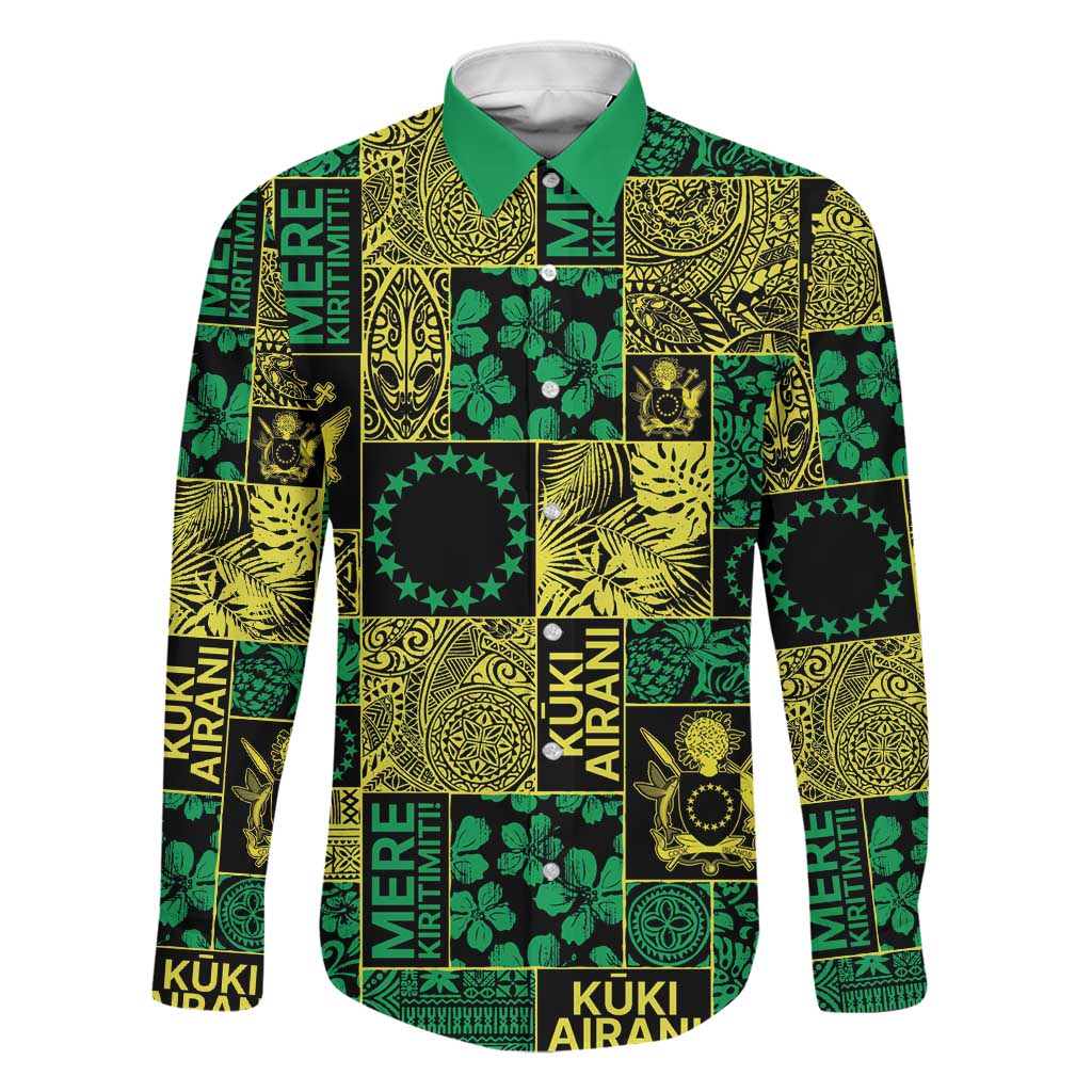 Cook Islands Mere Kiritimiti Family Matching Off Shoulder Short Dress and Hawaiian Shirt Pacific Patchwork Xmas Vibes - Polynesian Pride