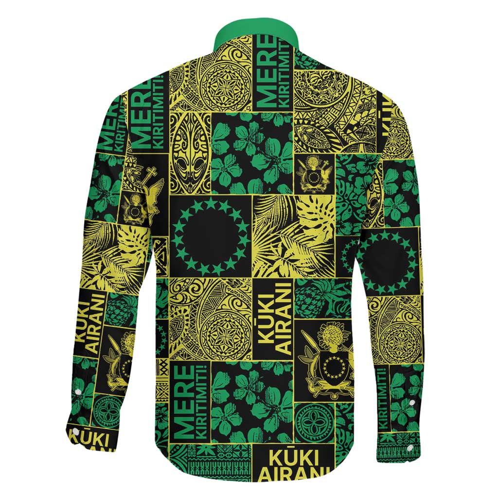 Cook Islands Mere Kiritimiti Family Matching Off Shoulder Short Dress and Hawaiian Shirt Pacific Patchwork Xmas Vibes - Polynesian Pride