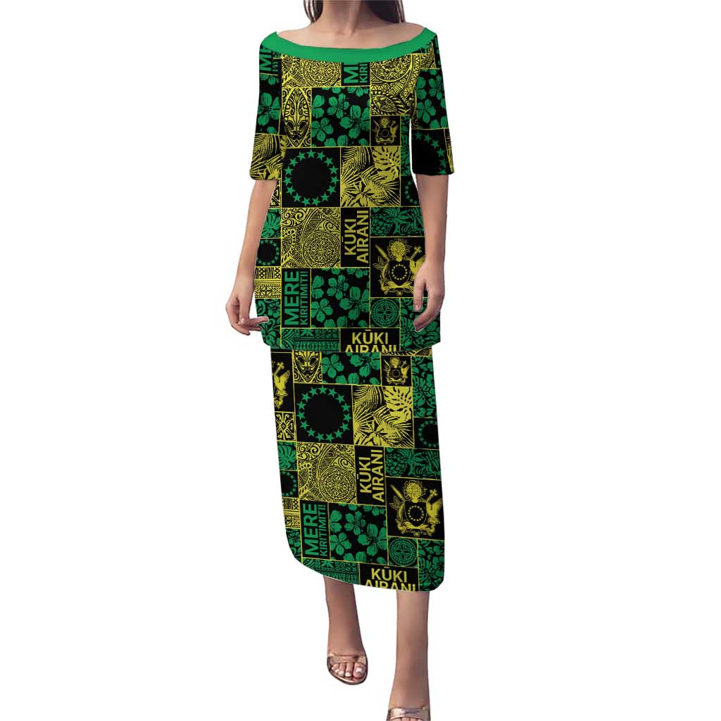 Cook Islands Mere Kiritimiti Family Matching Puletasi and Hawaiian Shirt Pacific Patchwork Xmas Vibes - Polynesian Pride