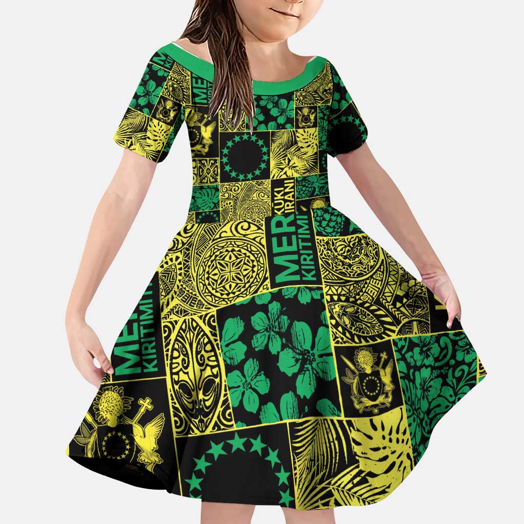 Cook Islands Mere Kiritimiti Family Matching Summer Maxi Dress and Hawaiian Shirt Pacific Patchwork Xmas Vibes - Polynesian Pride