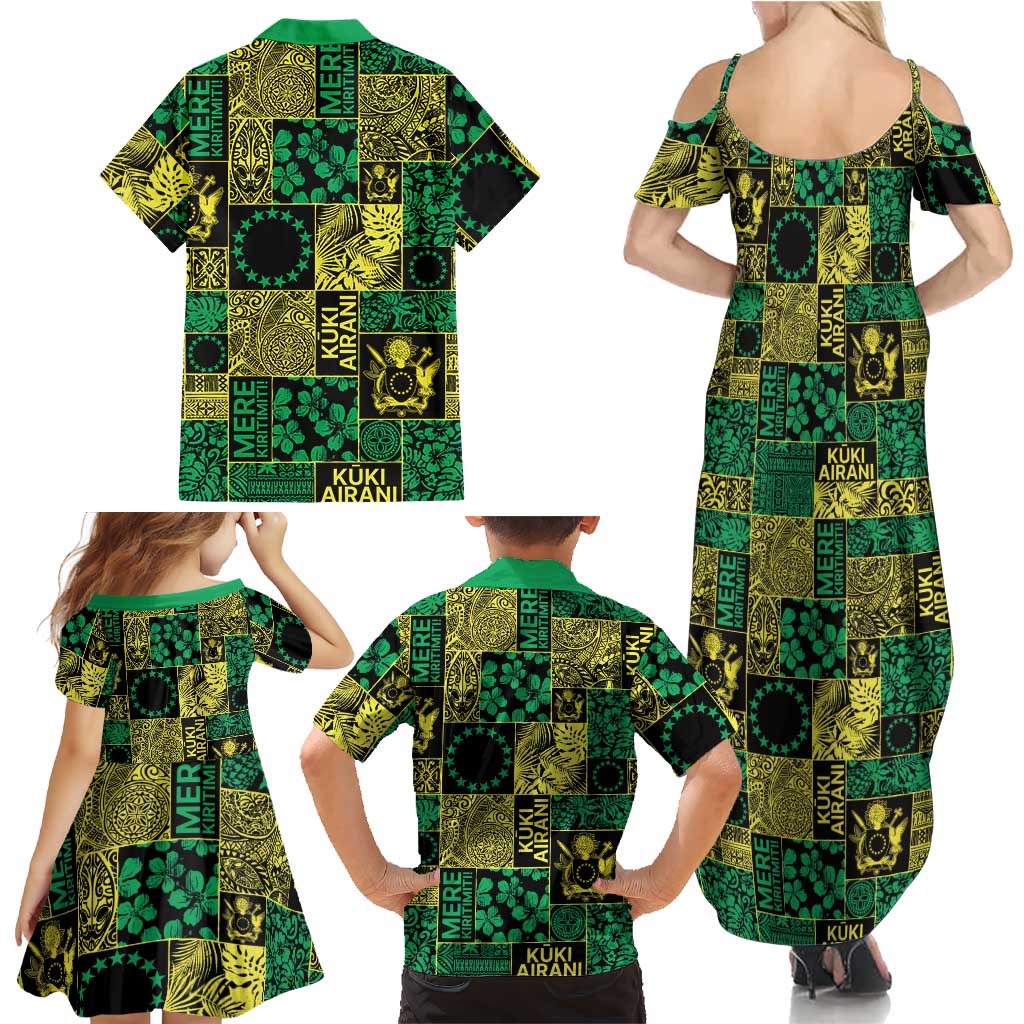 Cook Islands Mere Kiritimiti Family Matching Summer Maxi Dress and Hawaiian Shirt Pacific Patchwork Xmas Vibes - Polynesian Pride
